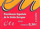 SELLO ESPAÑA - 2.010 - PRESIDENCIA ESPAÑOLA DE LA UNIÓN EUROPEA - 0,34 CÉNTIMOS DE EURO - COLOR MULTICOLOR - EDIFIL NÚMERO 4547 (SELLO **NUEVO SIN SEÑAL DE FIJASELLOS). 0,70€.