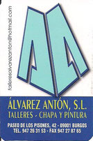 CALENDARIO DE BOLSILLO - COMERCIALES - TALLERES ALVAREZ ANTON S.L. (BURGOS) AÑO 2.012 (NUEVO) 0,30€.