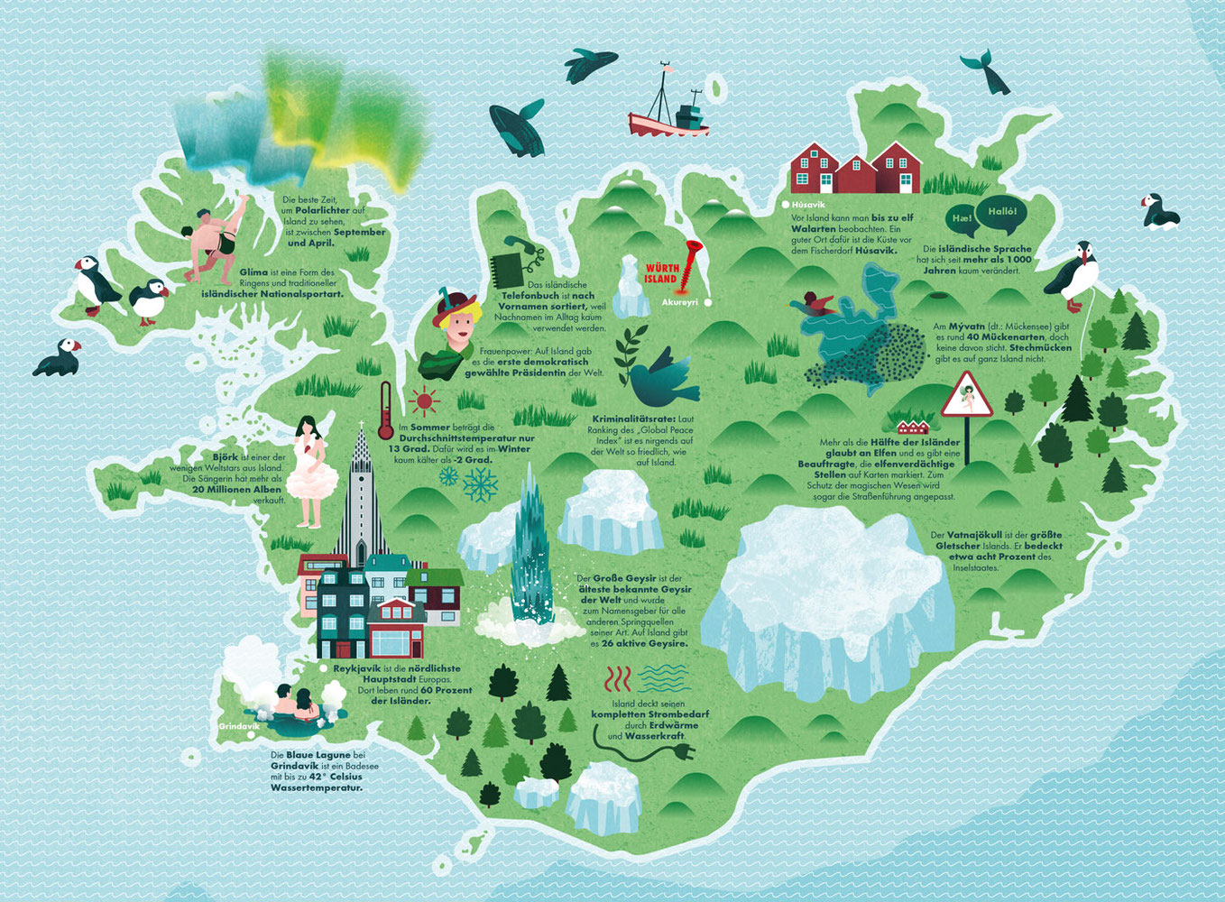 Illustrierte Karte von Island - Marina Schilling – Illustration