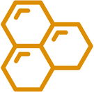 3 Hexagons im Logo von Heilbronner Gartenhonig.