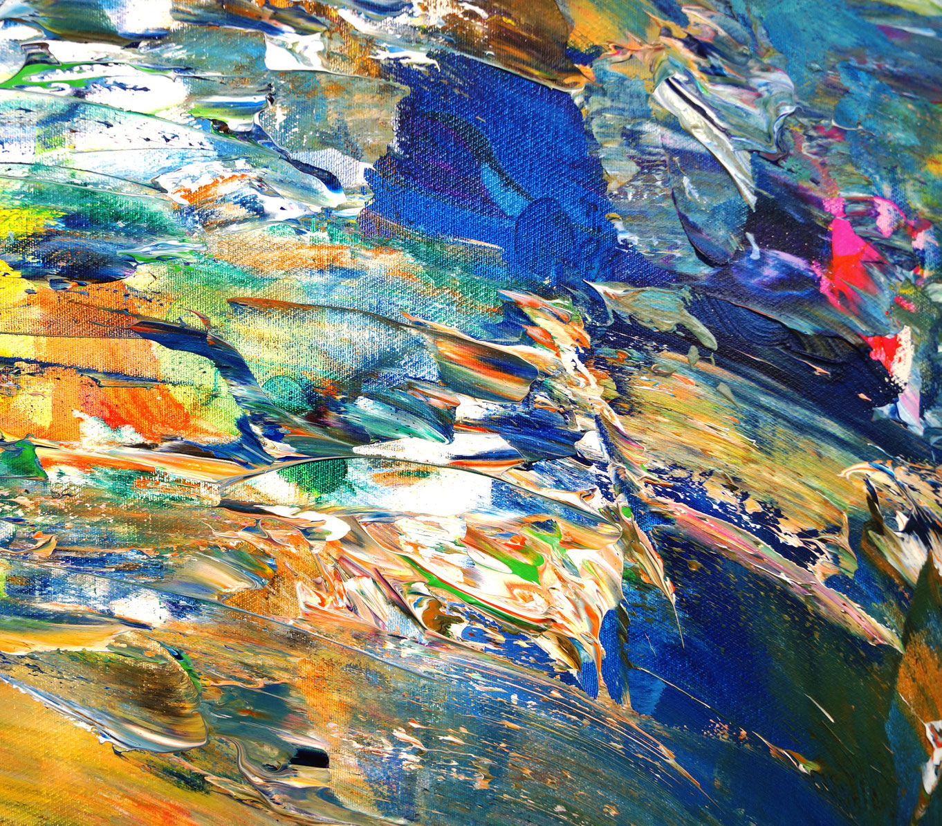 Yellow And Blue Abstraction L 1 - large abstract painting art for sale