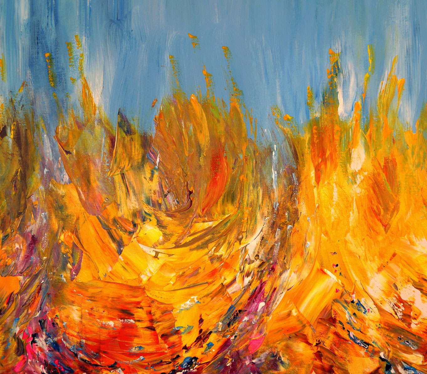 Yellow Blue artwork large abstract painting art for sale