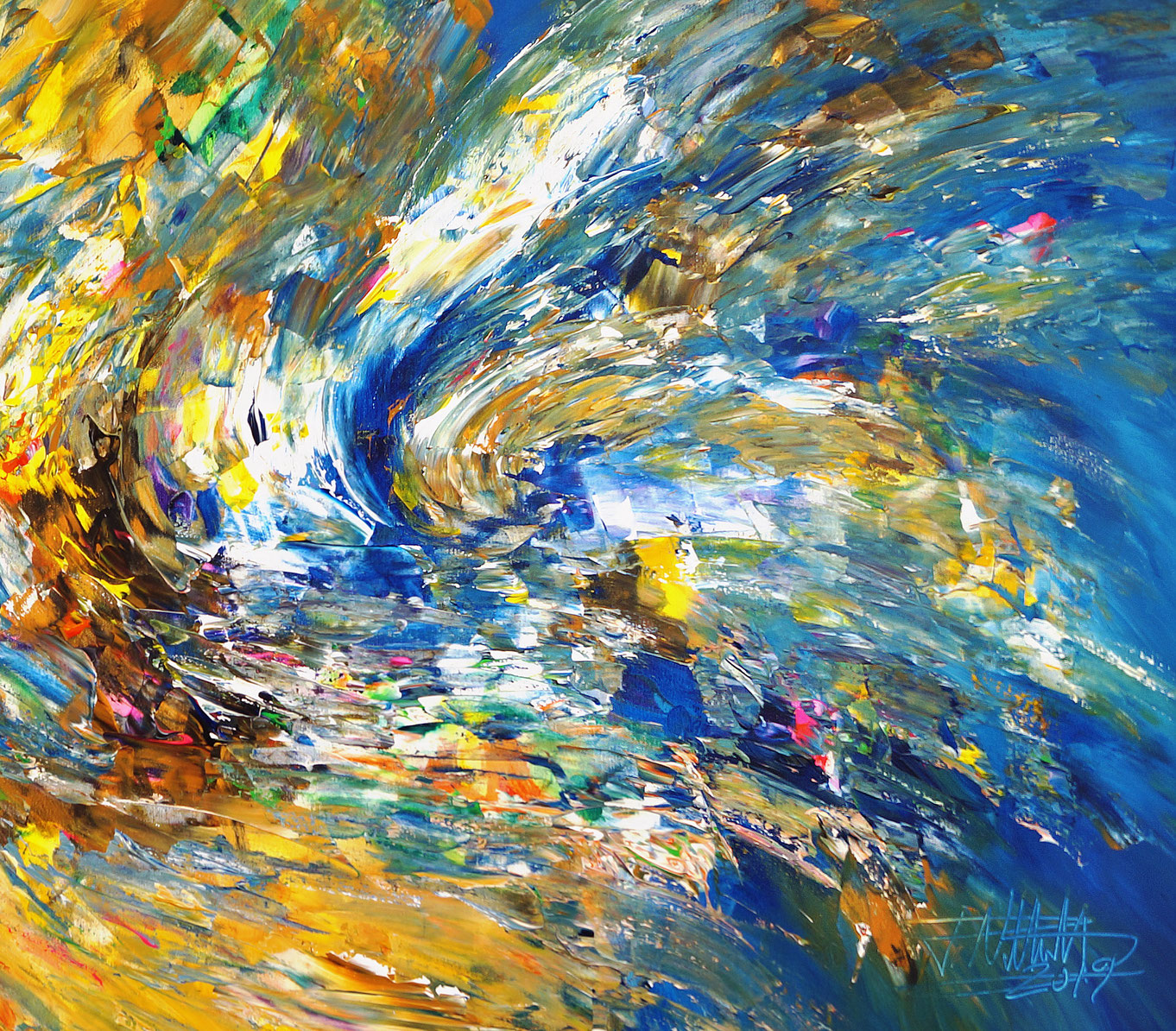 Yellow And Blue Abstraction L 1 large abstract painting art for sale