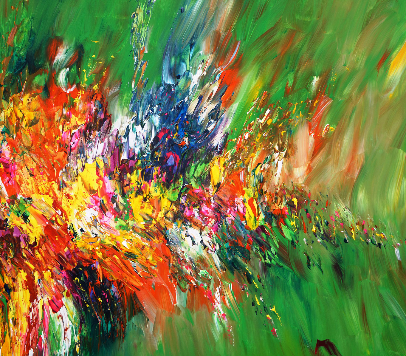 Green artwork large abstract painting art for sale