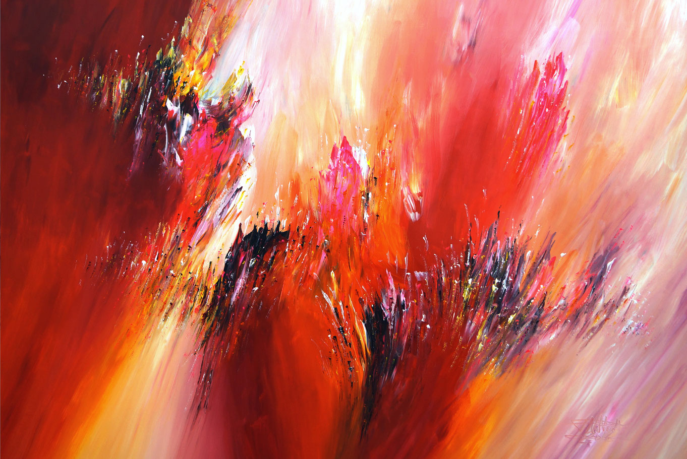 Red artwork large abstract painting art for sale