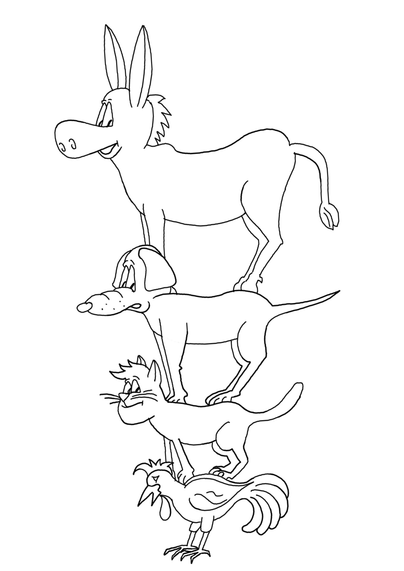 Karikatur, Illustration, Cartoon Bremer Stadtmusikanten