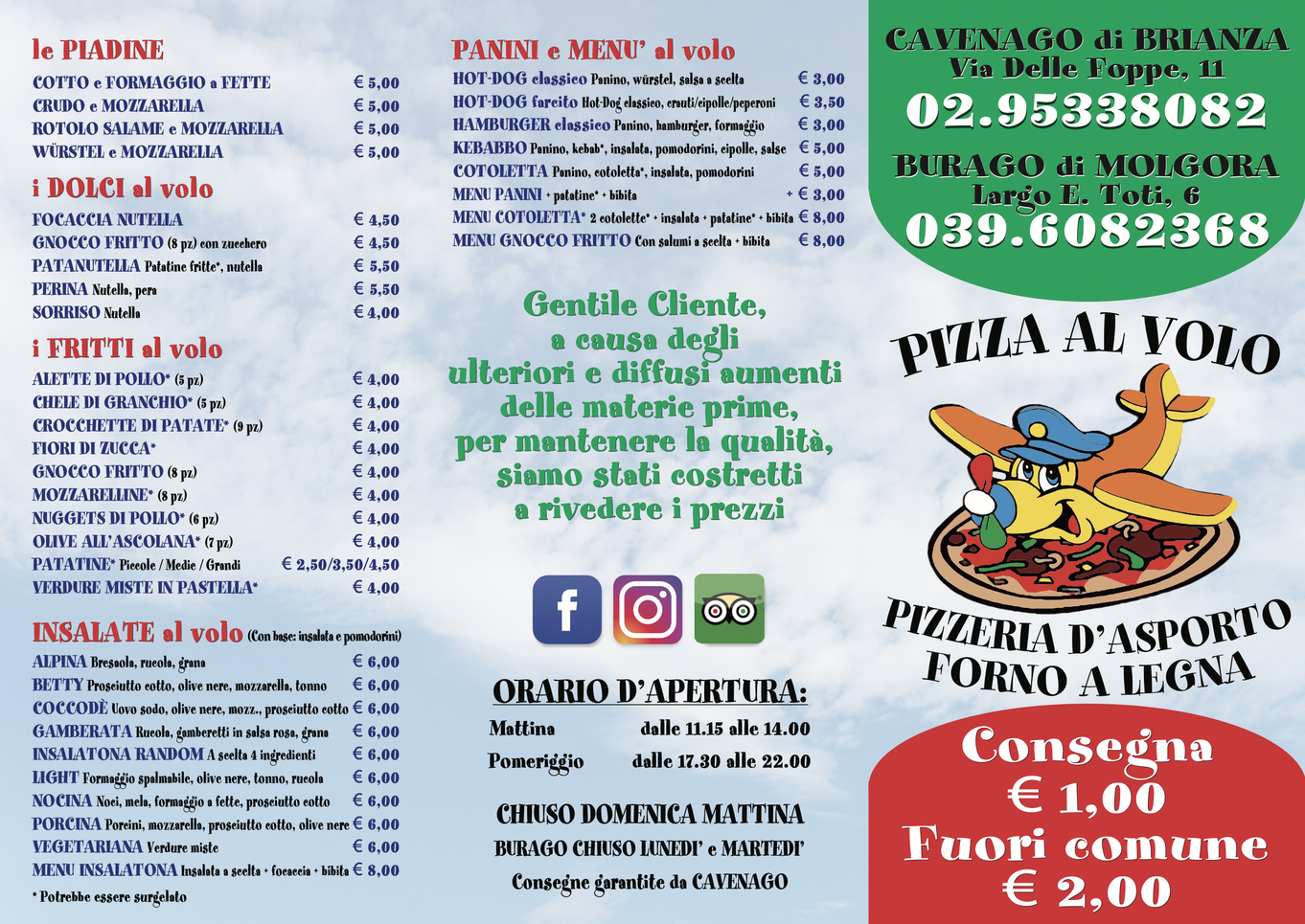Listino Prezzi Pizza al Volo