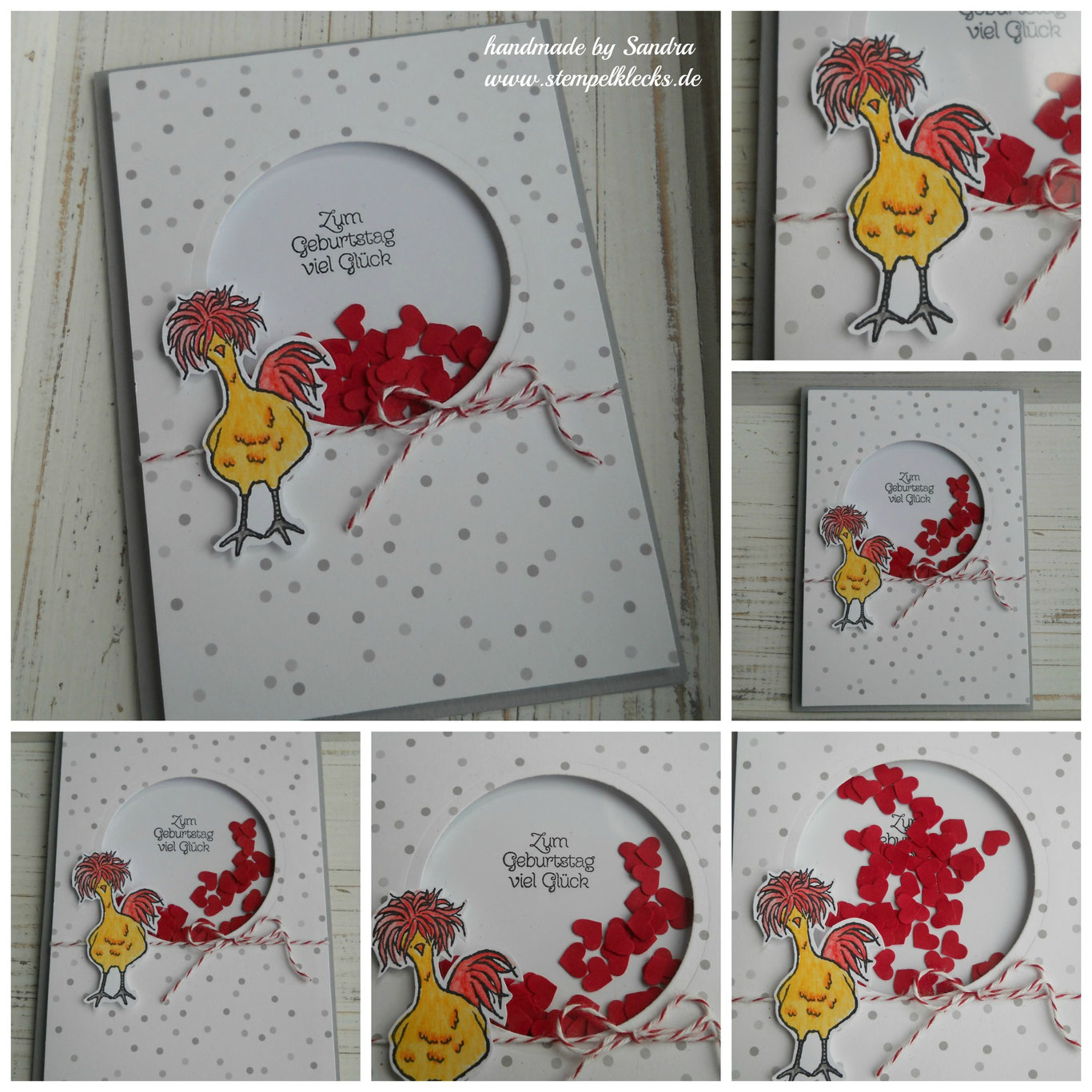 Zum Geburtstag ein verrücktes Huhn Stempeln, Stanzen und Basteln mit