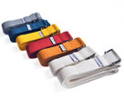 Yogagurte 230/250/300 cm in weiß, gelb, blau, rot  aus Baumwolle mit Schiebeverschluss von yogawood.