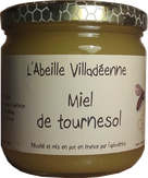 Miel de tournesol en pot en verre de 500 grammes de l'Abeille villadéenne, apicultrice récoltante en Charente maritime