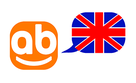 website's logo with an english flag.