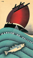 Pierre Péron, Mangez du poisson, 1937, gouache sur papier, collection particulière.© DR. 