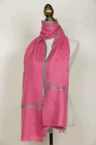 74.ボーダー・ストール パシュミナ、手織り・手刺繍、180×70cm