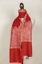 69.ボーダー・ストール パシュミナ、手織り・手刺繍、180×70cm
