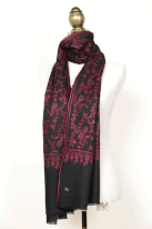 18. ジャリ・ストール パシュミナ、手織り・手刺繍、180×70cm
