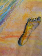 Aquarell Bild Fußspuren Fußabdruck Dr. med. Claus Haeser