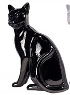 Chat majestueux ceramique statue statuette decoration assis moderne tendance collection idee cadeau noel anniversaire paques souris miaou minet noir blanc mere pere fete 