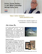 Musterseite des amk-Newsletters von Autor Michael Kothe mit Abbildung seiter Internethomepage oben, text in der Mitte und kleinem Porträtfoto unten rechts.