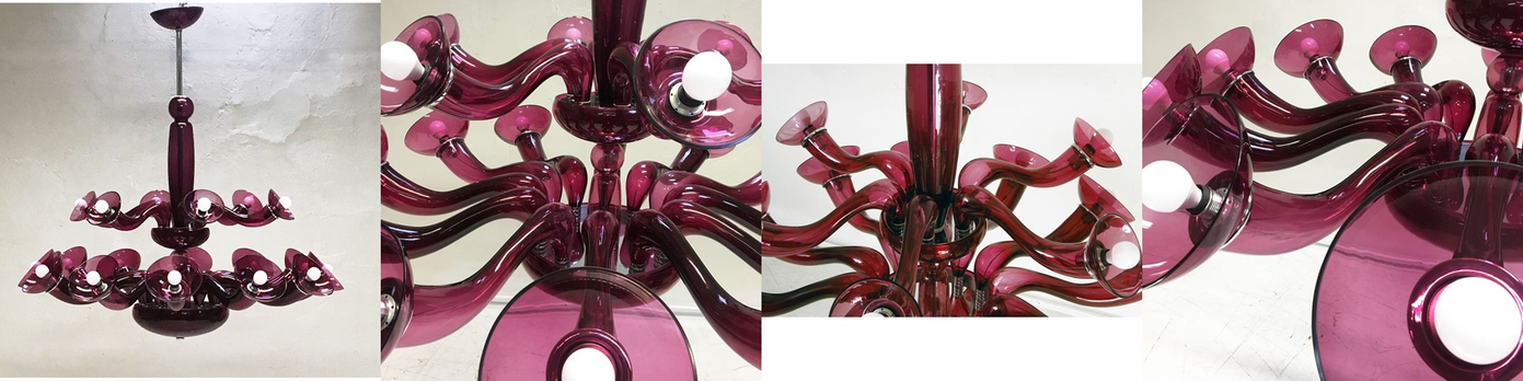 Pierrot lampadario di Murano colorato lineare