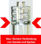 DEXELL VUR Spritze mit Luer-Lock aus einem Guss zur sicheren Verbindung von Kanüle und Spritze