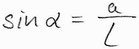 Formel 3: Zusammenhang zwischen Auslenkung und Fadenlänge (s. Abb.2)