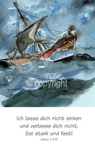 Christliche Karten, Ich lasse dich nicht sinken, Schiff in Wellen, Josua 1,5 und 6