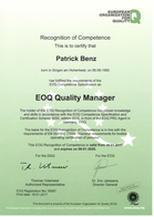 Zertifikat EOQ Quality Manager