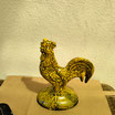 Coq Art Déco Faience De Desvres Jaune Craquelé Hauteur 17 cm base socle 11cm