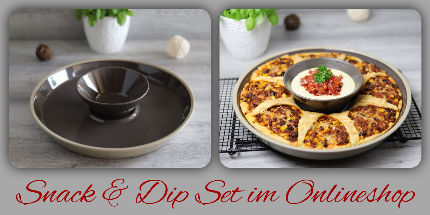 TexmexPizzaring mit CaesarSalsaDip im Snack & Dip Set von Pampered