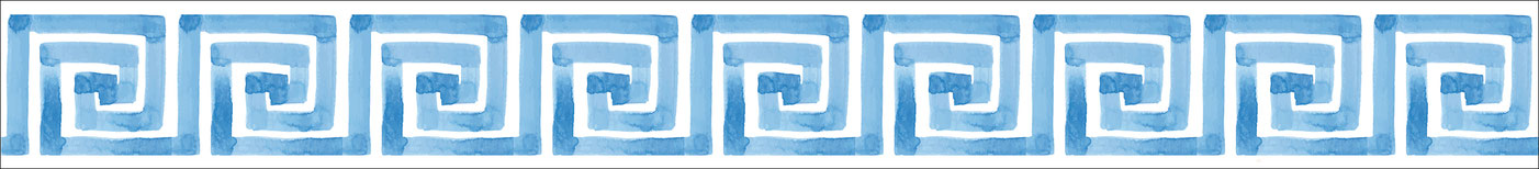 Vlies Bordüre mit griechische Muster, Meander Ornament - Schlüssel Muster hellblau im Aquarell - Design - wahlweise selbstklebend - Hergestellt in Deutschland - meinBordürenladen - meinAufkleberladen