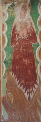 Valle di Campoloro-Chap.Sta-Cristina- Marguerite "yssant de la gueule du dragon" fresque du 15e s.