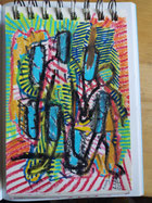 "Masculin" Dessin, pastel, posca, sur papier 11cmx16,5cm 