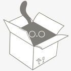 Minimalistische Illustration einer neugiereigen Katze in einem Karton - Symbol für Offenheit und Neugier im Mentoring