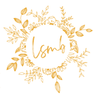 logo forme couronne florale et feuillage avec initiales lsmb au centre