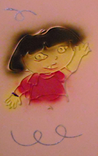 Dora auf rosa Hintergrund