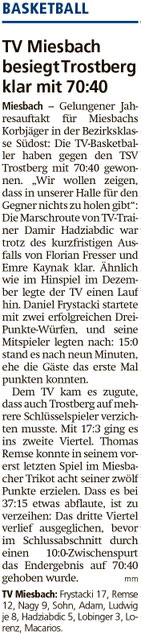 Bericht im Miesbacher Merkur am 17. Januar 2024 - Zum Vergrößern klicken