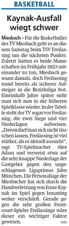 Artikel im Miesbacher Merkur am 30. November 2024 - Zum Vergrößern klicken