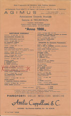 Cartellone concertistico Agimus/Trecastagni 1988