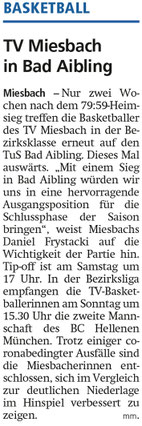 Artikel im Miesbacher Merkur am 19. Februar 2022 - Zum Vergrößern klicken