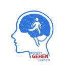Webseite wieder gehen lernen. Logo Kopf mit gehendem Mensch und Schriftzig