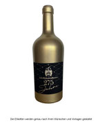 Weinflaschen als Glocke mit Weißwein und Rotwein mit individuellen Etiketten Glockenflasche