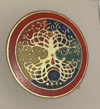 Création Or-et-Caracteres 2025, sur parchemin, feuille d’or, lapis-lazuli, malachite, cinabre, gaude. 