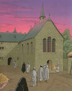 Templiers se rendant à la messe de Noël - Les voyages de Jhen - Les Templiers - Ed. Casterman