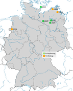 Karte zu den Nachweisen des Kanadakranichs in Deutschland 