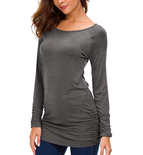 Clickandbay- Donna-Maglia-a-Manica-Lunga-Maglietta -Casual -Griggio