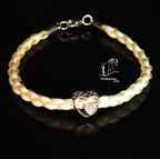 Pferdehaararmband rund, doppelte Herz-Perle