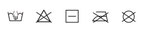Textilpflegesymbole GINETEX - Handwäsche, nicht bleichen, liegend trocknen, nicht bügeln, nicht trockenreinigen