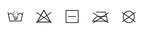 Textilpflegesymbole GINETEX - Handwäsche, nicht bleichen, liegend trocknen, nicht bügeln, nicht trockenreinigen