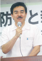 尖閣防衛をテーマに講演する佐藤正久氏=27日夜、大川公民館