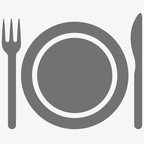 Illustration d'une assiette accompagnée d'une fourchette et d'un couteau.
